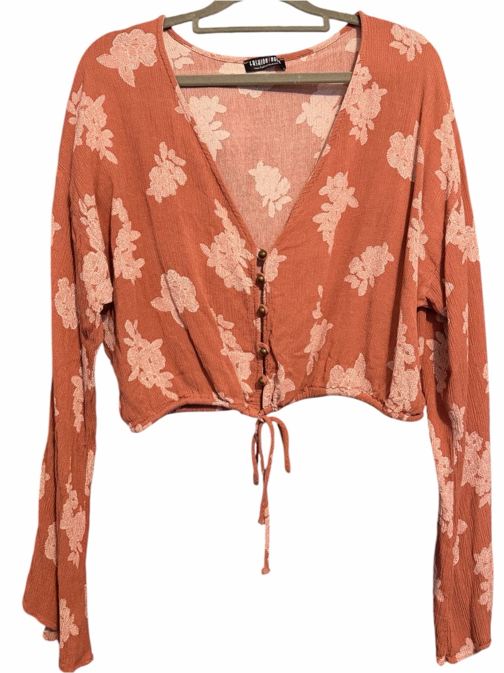 Fashion Nova "Garden Delight" Rusty Rose Floral Print Crop Top